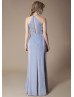 Cowl Neck Silver Jersey Bridesmaid Dress